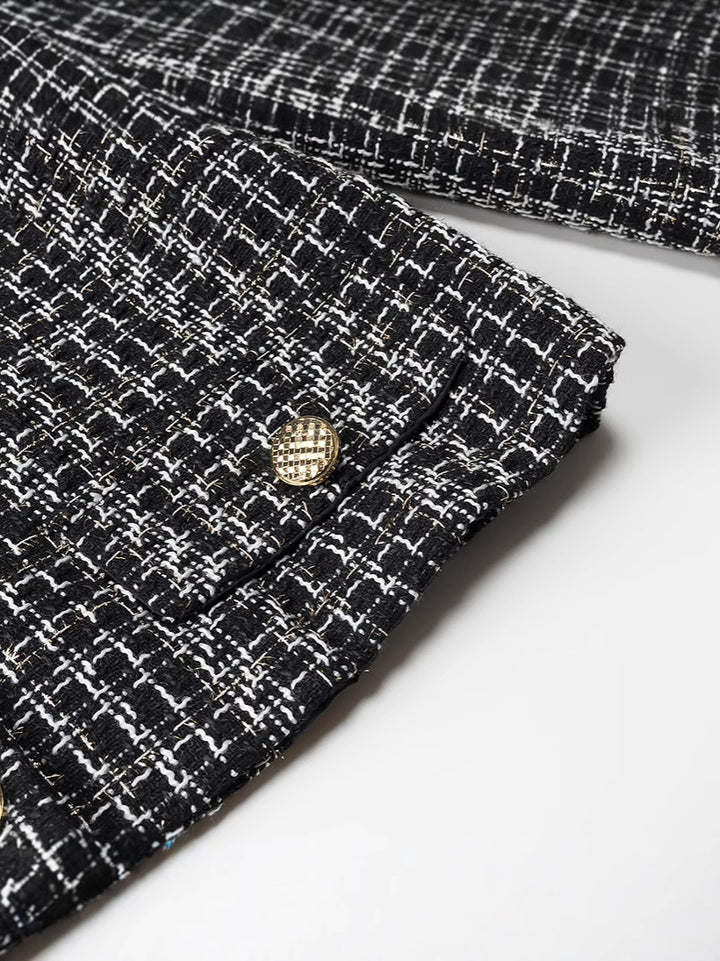 Elegant ladies tweed jacket with gold buttons Lune London