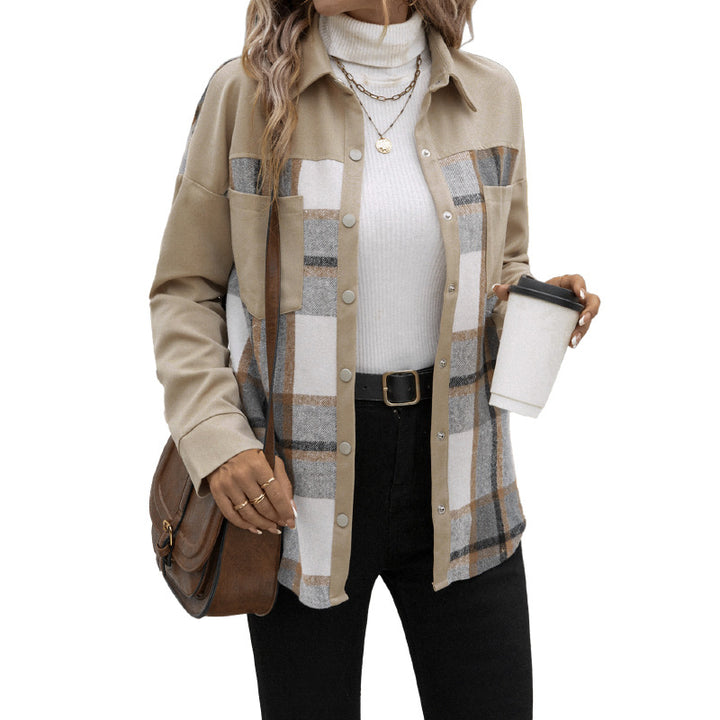 Plaid twill shirt jacket for women with patch pockets Lune London