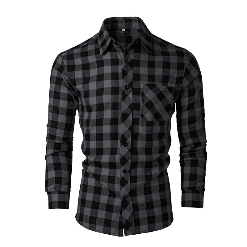 Men's flannel shirt with a classic check pattern and a chest pocket Amarae