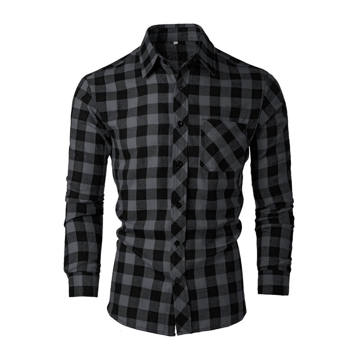 Men's flannel shirt with a classic check pattern and a chest pocket Amarae