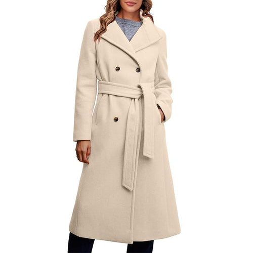 Ladies Elegant Double-Breasted Coat with Belt Detail Amarae