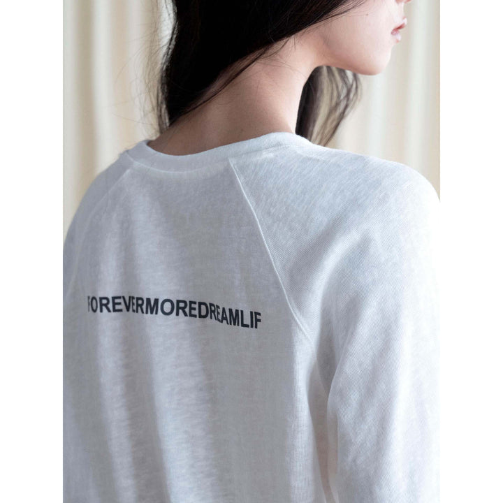 Women's Loose Round Neck Sweatshirt with Raglan Sleeves and Statement Print Amarae
