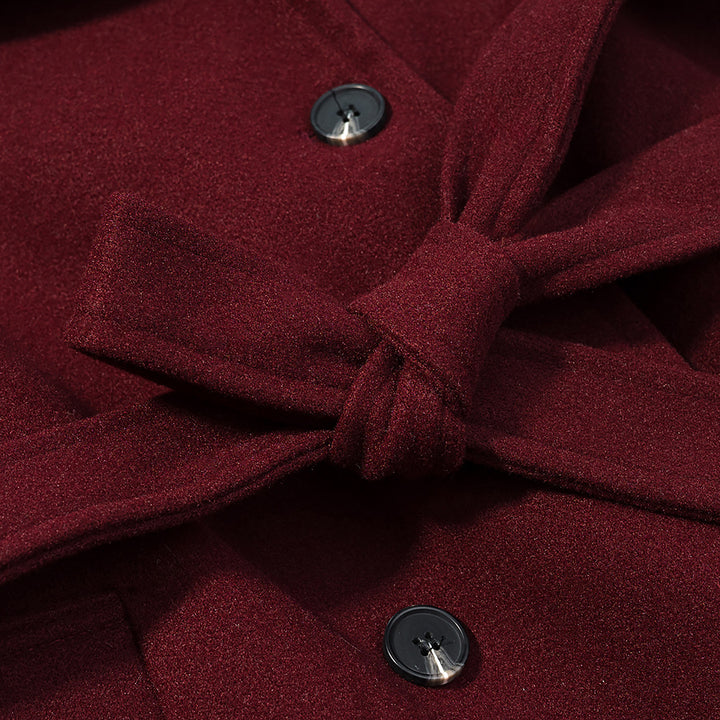 Women's Long Oversized Wool Blend Trench Coat with Wide Lapels and Adjustable Sleeve Straps Amarae