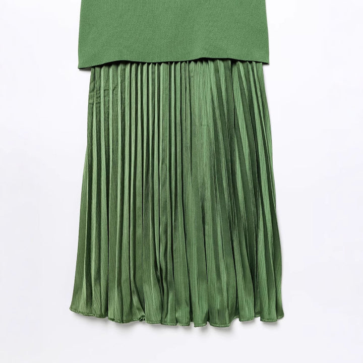 Maxi dress for women with pleated skirt and fitted top Lune London