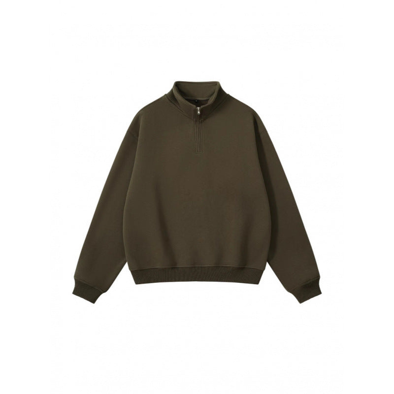 Unisex Oversize-Halfzip-Sweatshirt made of cotton blend with standing collar and ribbed cuffs Amarae