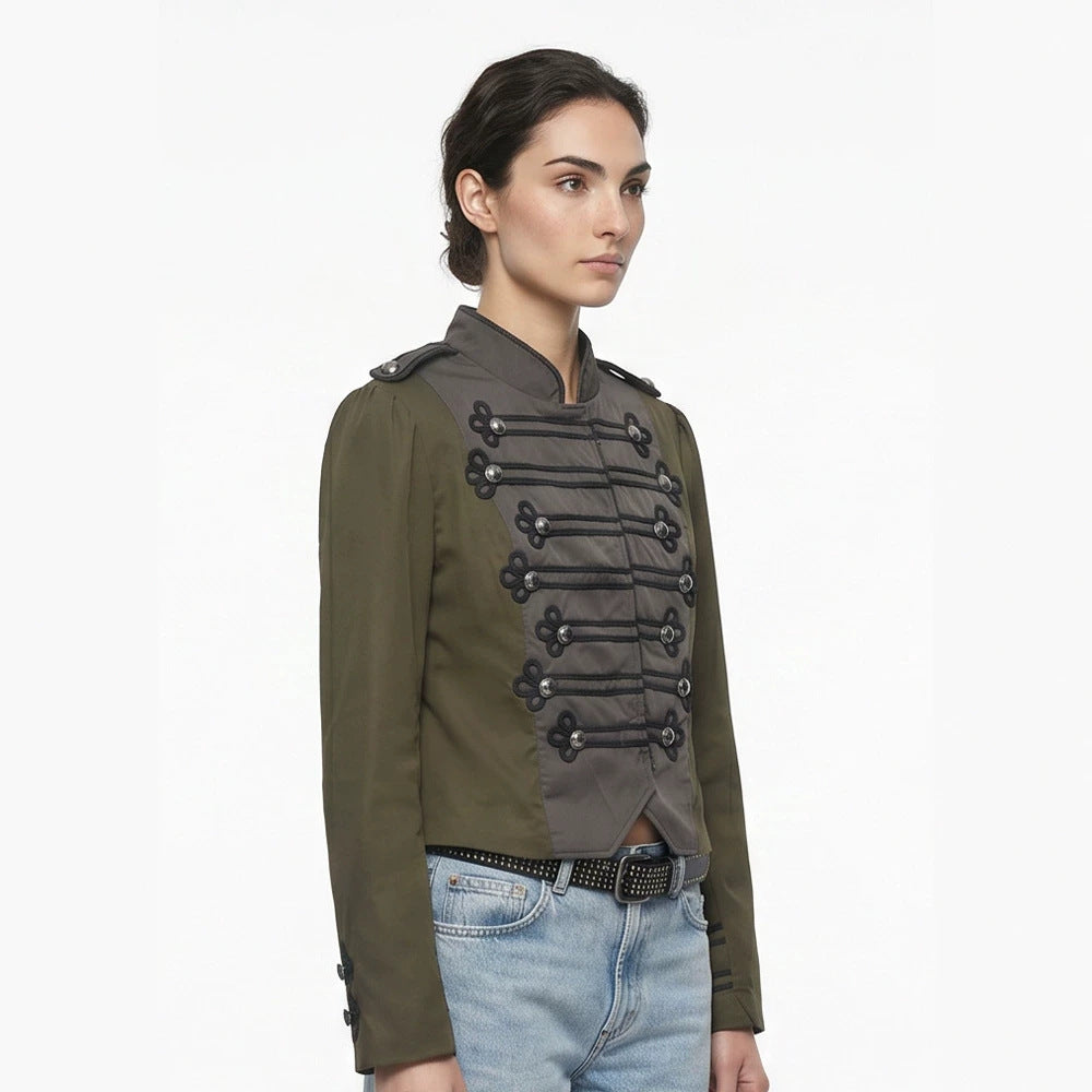 Women’s short-cut military-inspired blouson with decorative cords Amarae