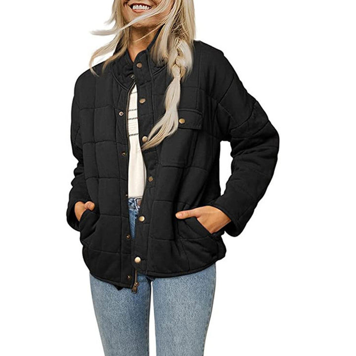 Quilted jacket for women with decorative button Lune London