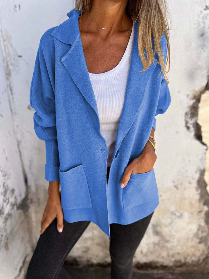Women Casual Oversized Blazer with Practical Pockets and Button Closure Lune London