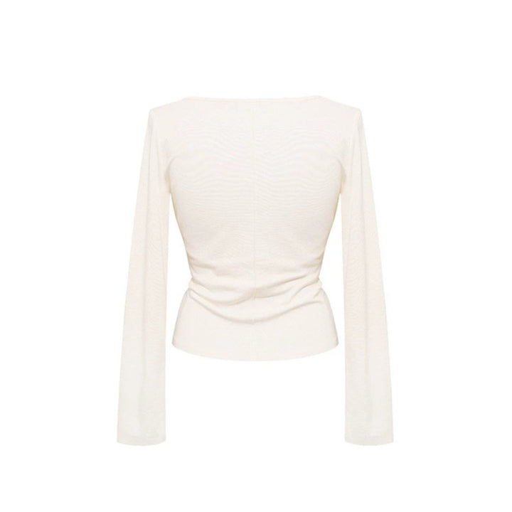 Women's long sleeve top with halter neck, wrap look and fitted cut Amarae