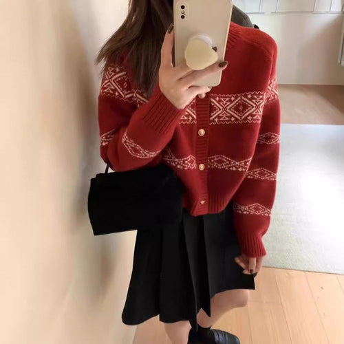 Short knit jacket for women with embellished buttons Amarae