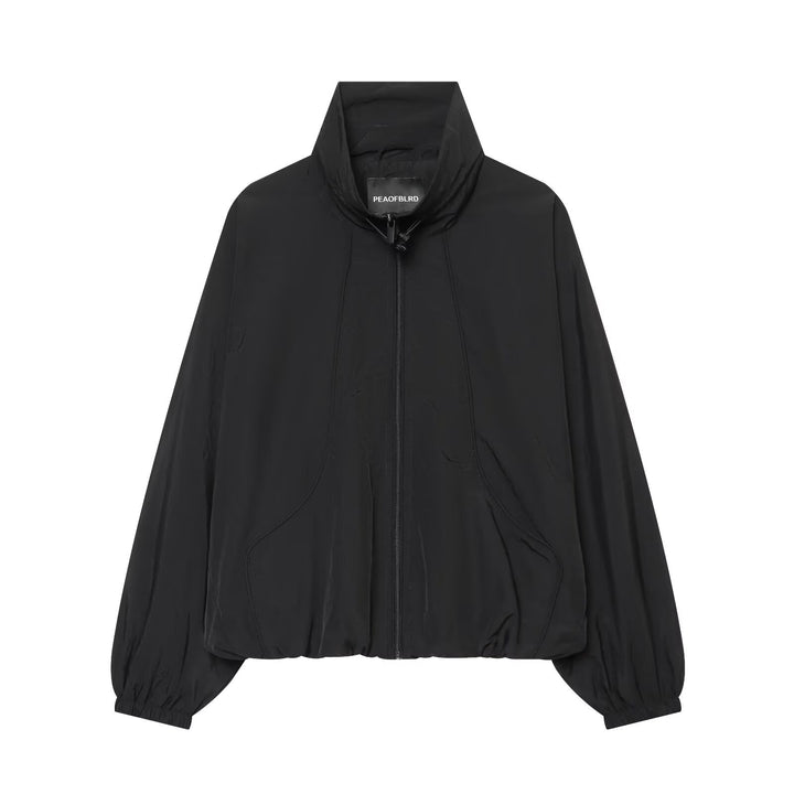 Women's Oversize Bomber Jacket in Cropped Style with High Funnel Neck Amarae