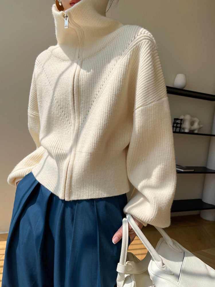 Pull en maille épaisse pour femme avec col montant et coupe oversize Chic & Stil