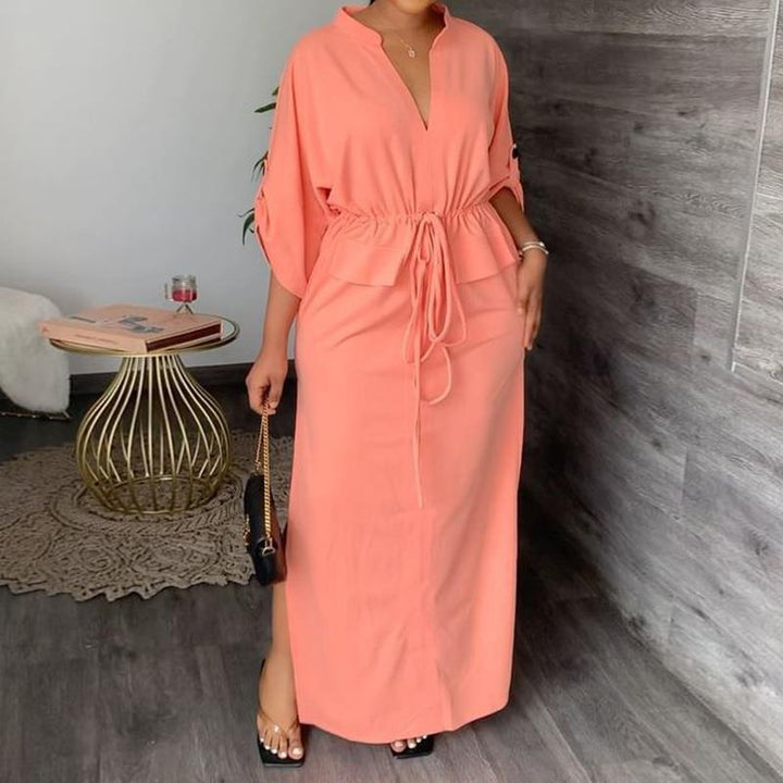 Robe maxi décontractée pour femmes avec ceinture et larges manches Chic & Stil