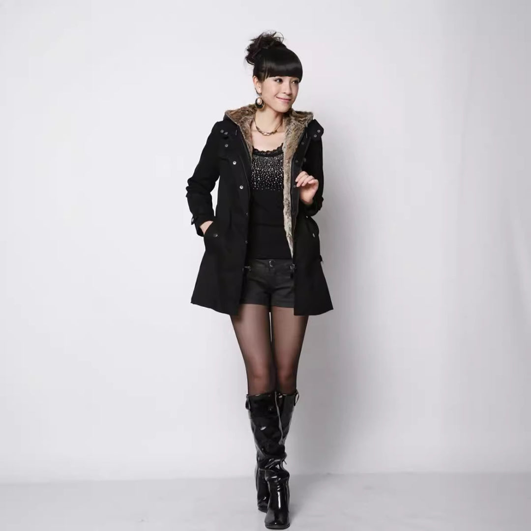 Ladies Warm Lined Outdoor Jacket with Hood Lune London