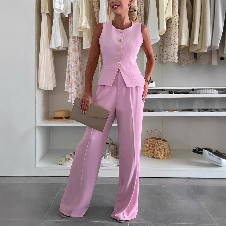 Elegant ladies' suit vest with wide-leg pants Lune London