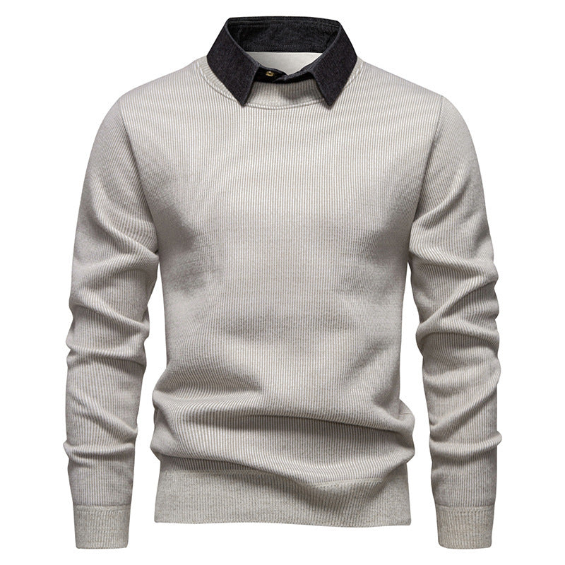 Men's Fine Knit Pullover with Modern Collar Design Lune London