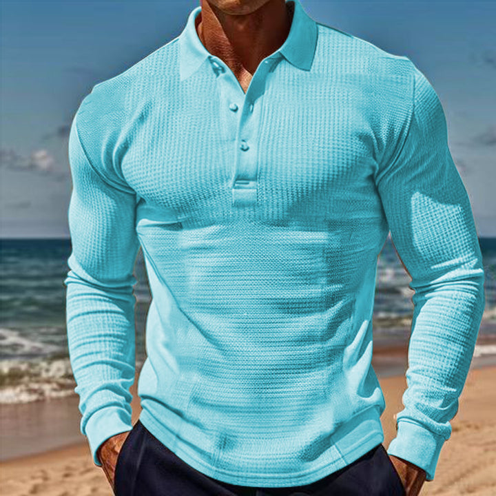 Long sleeve polo shirt for men with structured design Lune London
