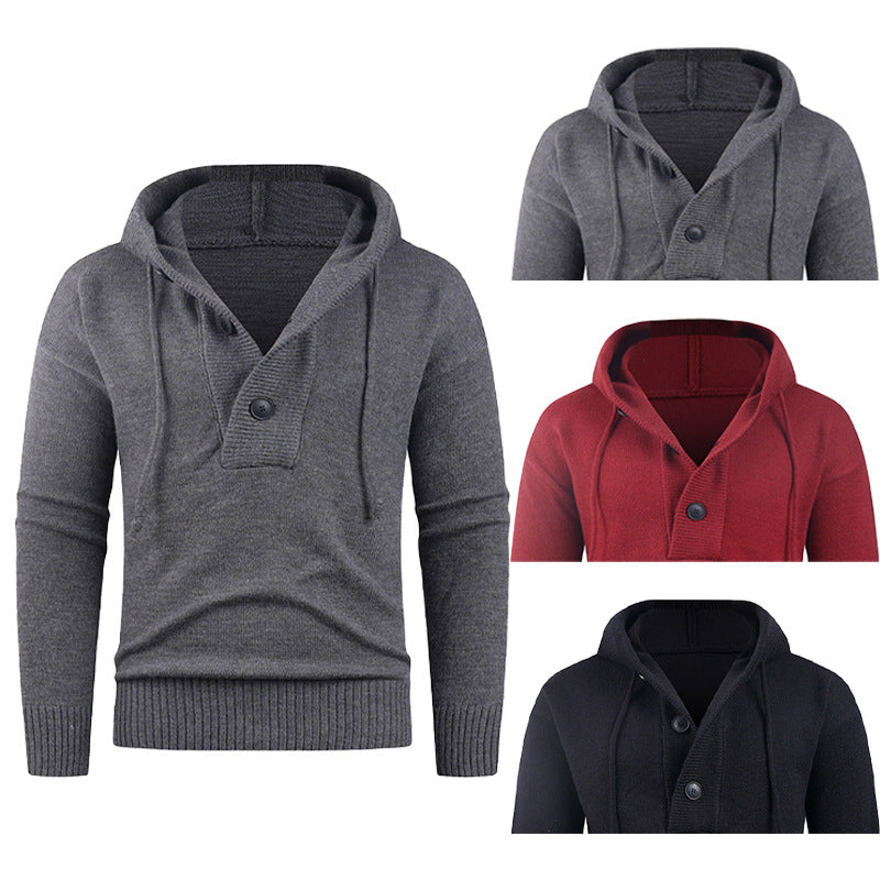 Trendy men's sweater with high collar and functional buttons Lune London
