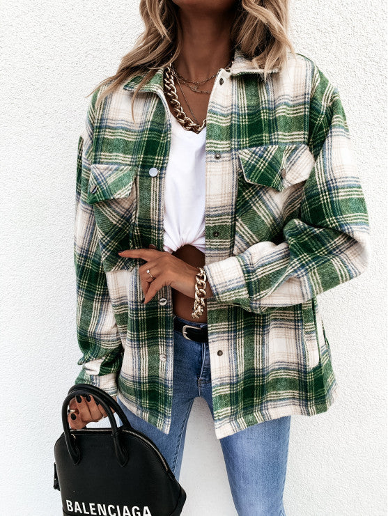 Oversized casual check flannel shirt for women Lune London
