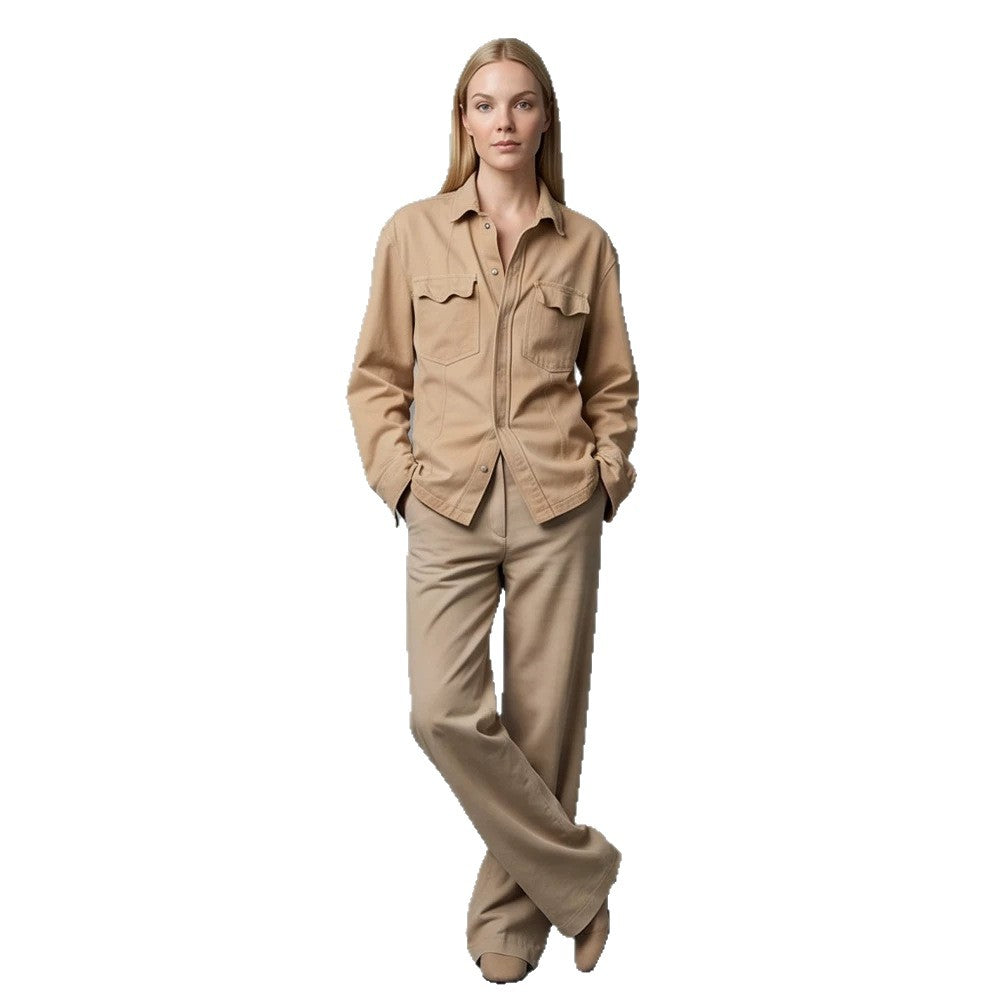 Women’s Utility Shirt Jacket with Patch Pockets and Relaxed Fit Amarae