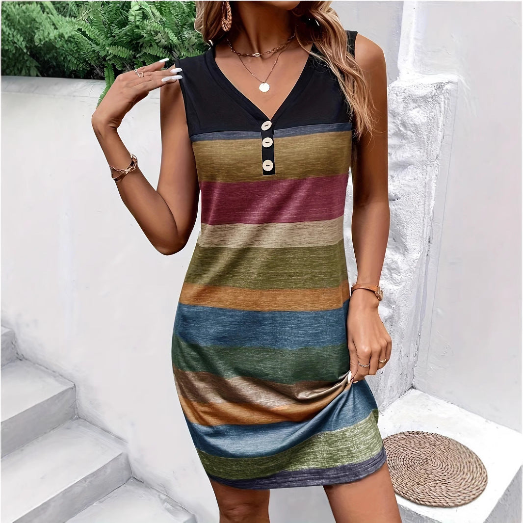 Lune London Striped Sleeveless Shift Dress for Women