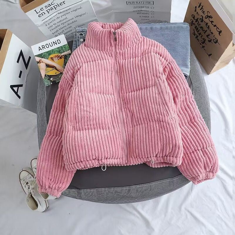 Quilted women's jacket with high collar and ribbed design Lune London