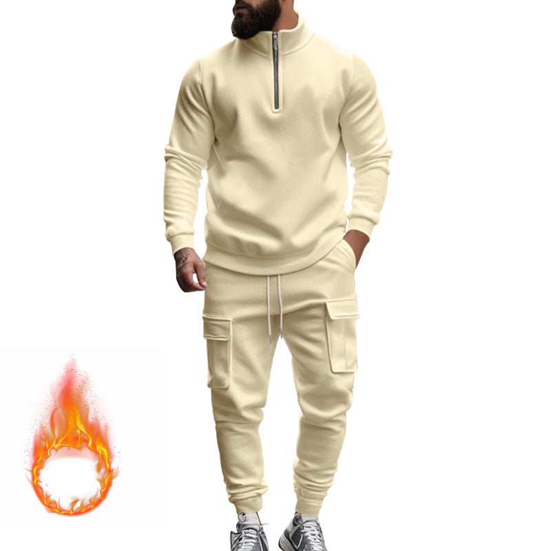 Men's fleece sports set with functional zipper and cargo pants Lune London