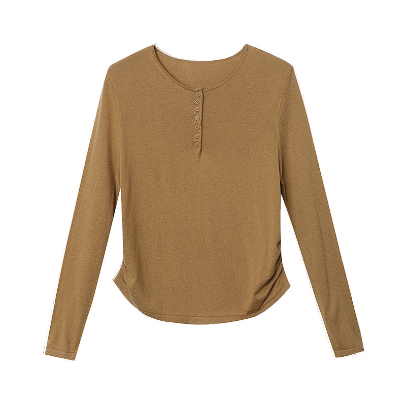 Ladies Long Sleeve Henley Top Chic & Stil