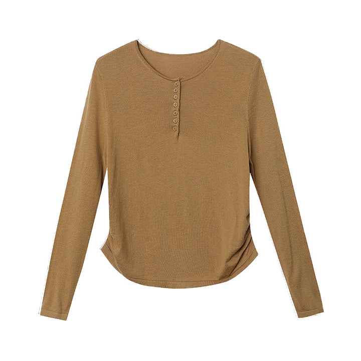 Ladies Long Sleeve Henley Top Chic & Stil