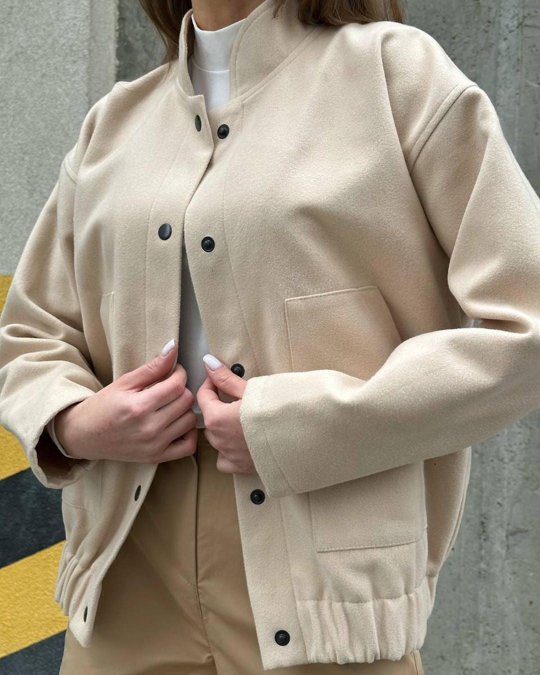 Casual college jacket for women with button closure and pockets Lune London