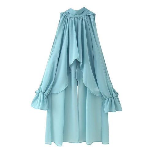 Women's Elegant Chiffon Cape with Voluminous Sleeves Amarae