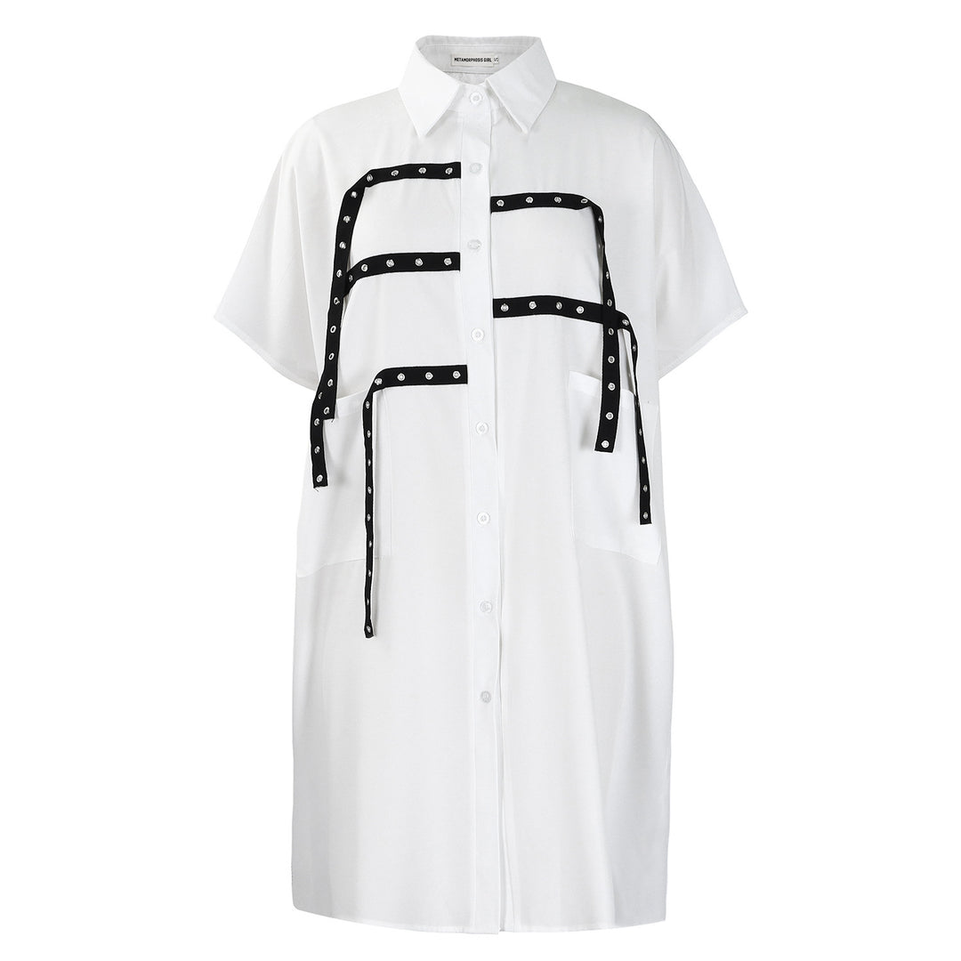 Oversized blouse for women with trendy details and contrasting straps Lune London