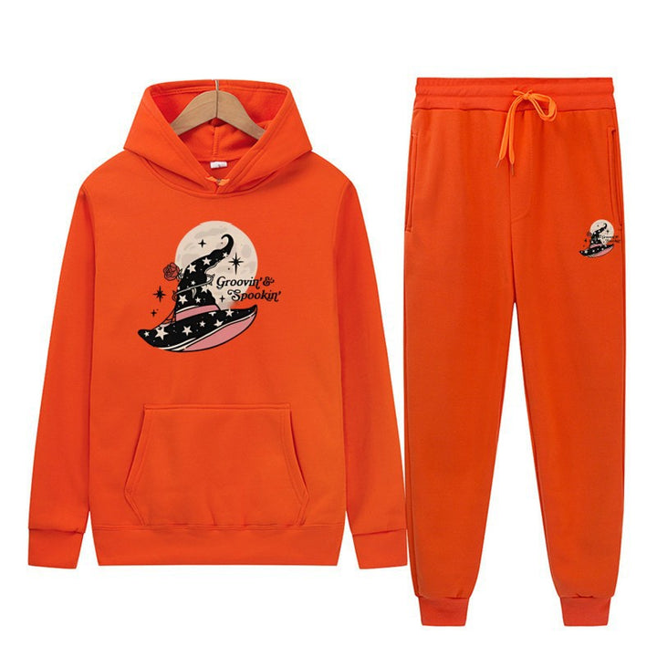 Women's Hooded Sweatshirt and Jogging Pants Set with Cool Halloween Design Chic & Stil