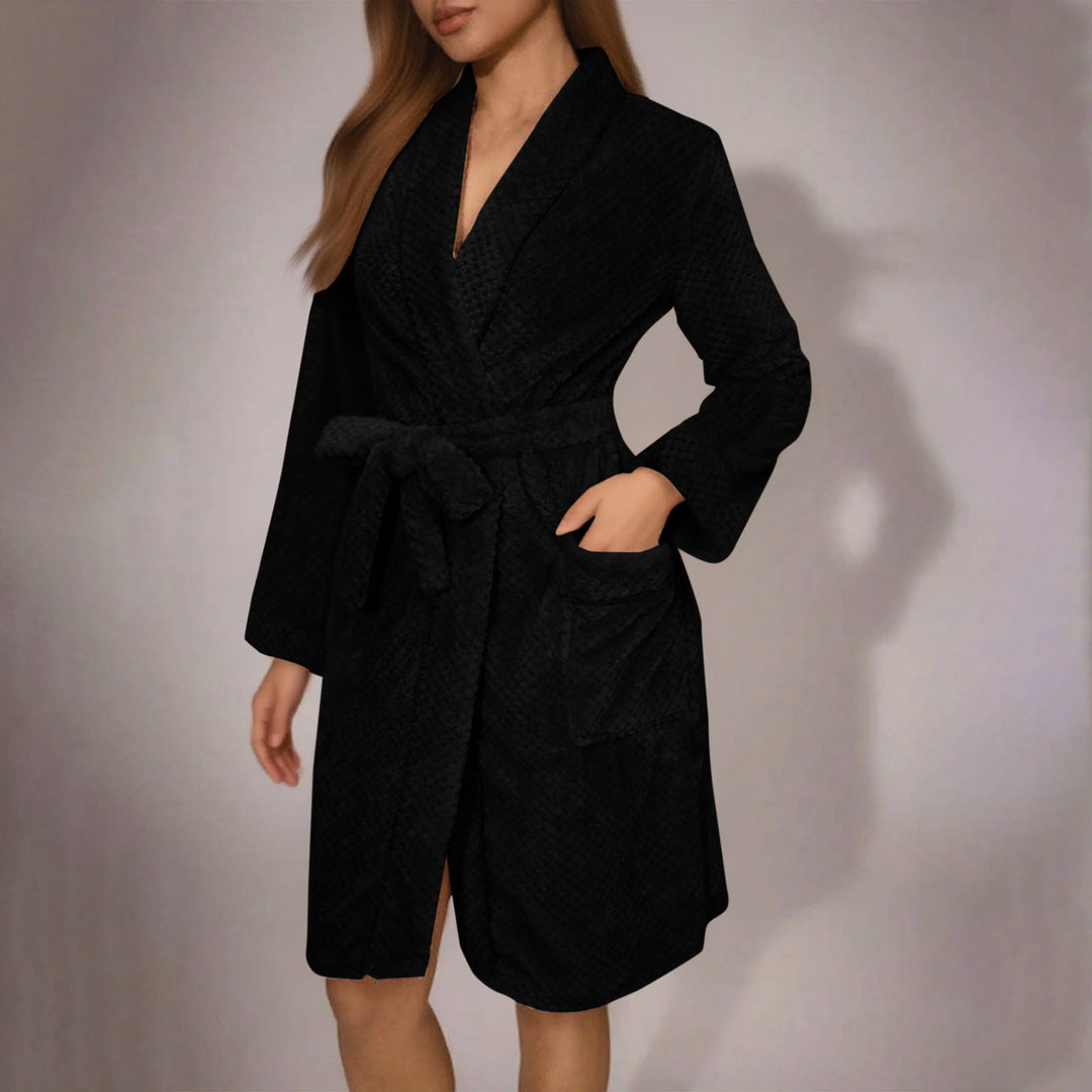 Ladies Cozy Dressing Gown with Belt and Chic Pockets
