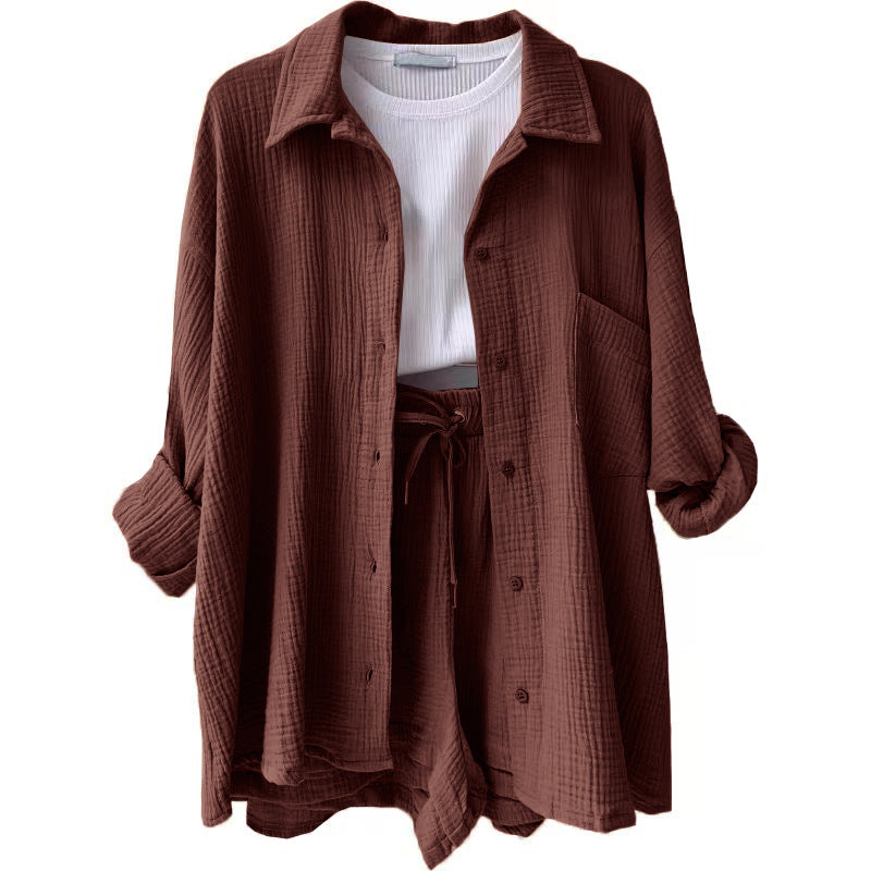 Women Casual Comfort Set Made of Shorts and Oversized Shirt Lune London