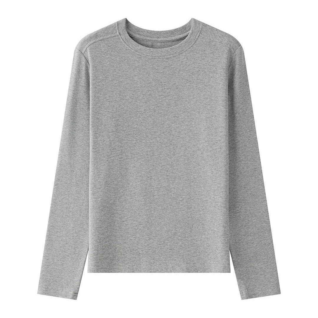 Women's Fitted Long Sleeve Basic Shirt made of fine cotton jersey with round neckline Amarae