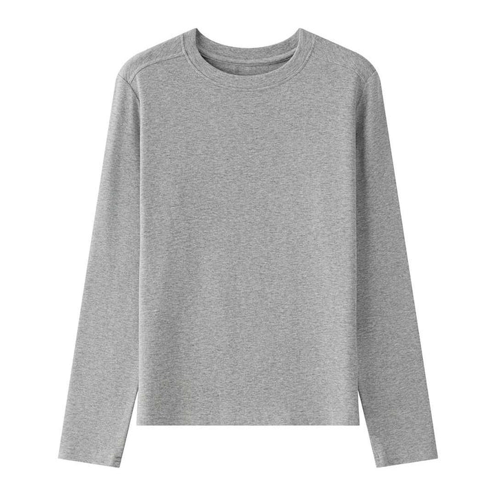 Women's Fitted Long Sleeve Basic Shirt made of fine cotton jersey with round neckline Amarae