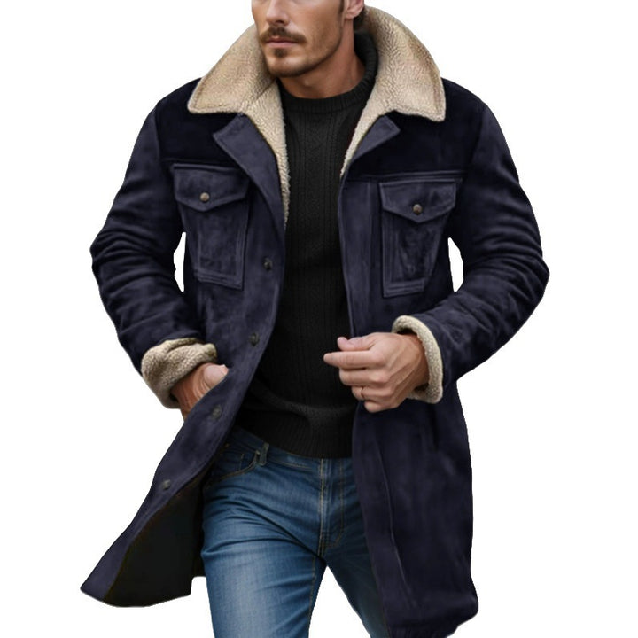 Men's biker jacket in faux leather with removable fur collar Lune London