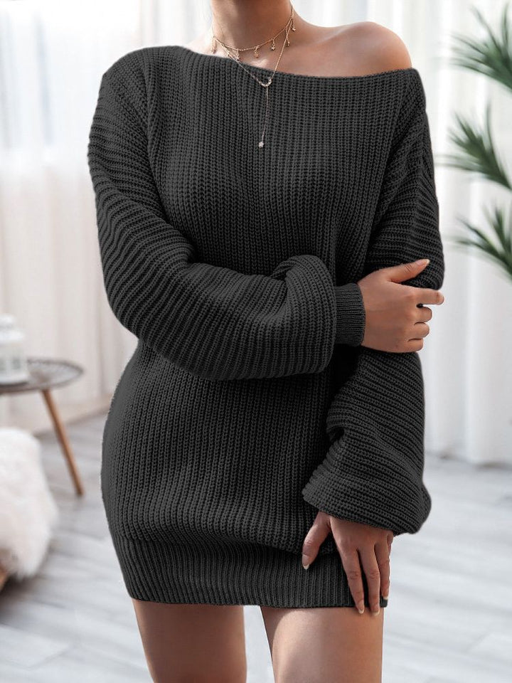 Knit dress for women in a casual off-shoulder style Lune London