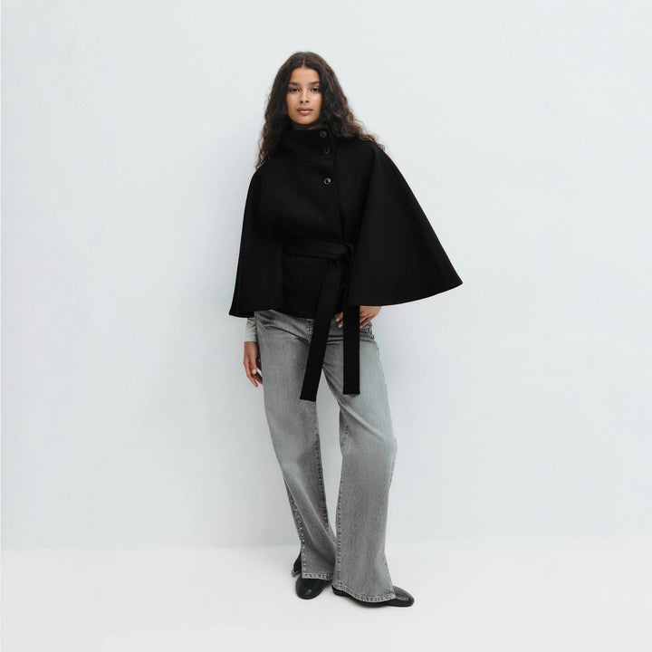Relaxed hooded jacket for women with tie belt Lune London