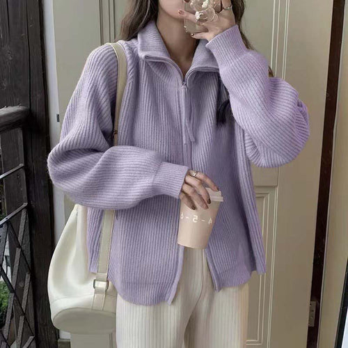 Cardigan femme avec col haut et fermeture éclair Chic & Stil