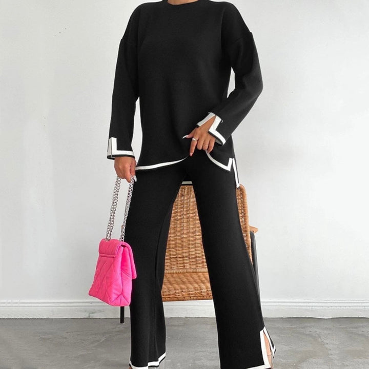 Relaxing loungewear set for ladies with contrasting trim details Lune London