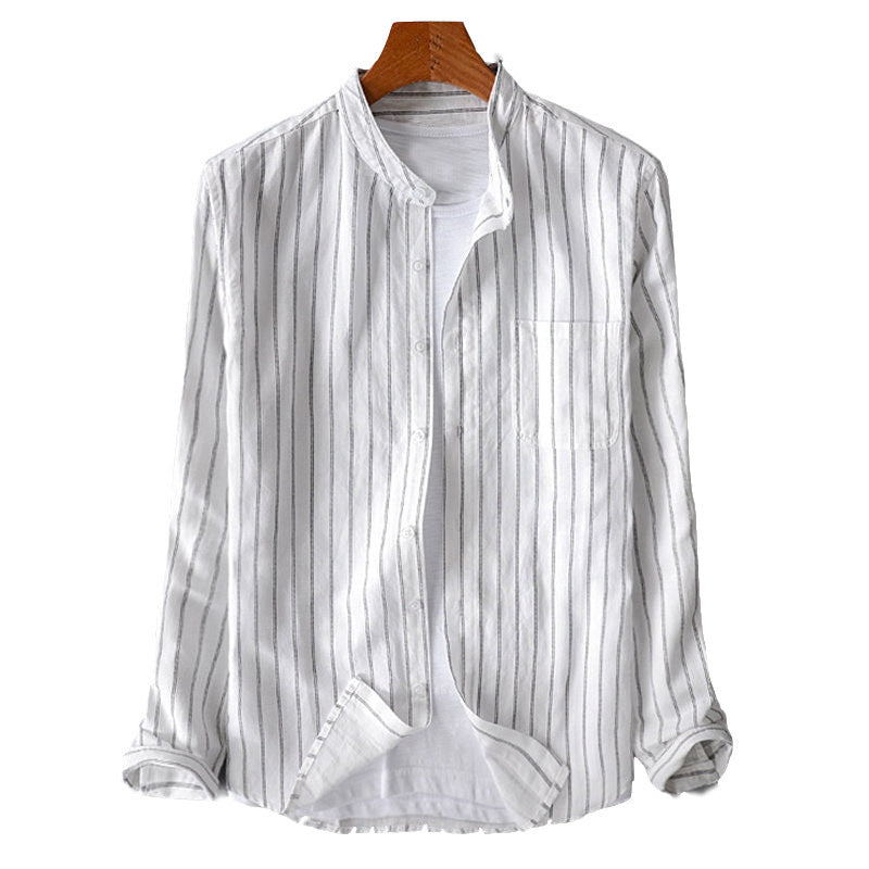 Casual long sleeve shirt for men with fine stripes and chest pocket Lune London
