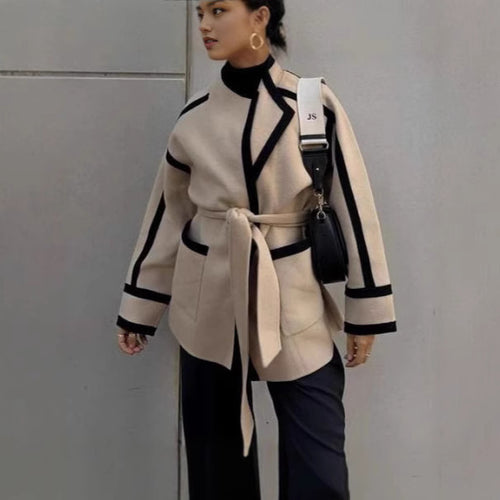 Trendy blazer-kimono for women with belt and contrasting details Amarae