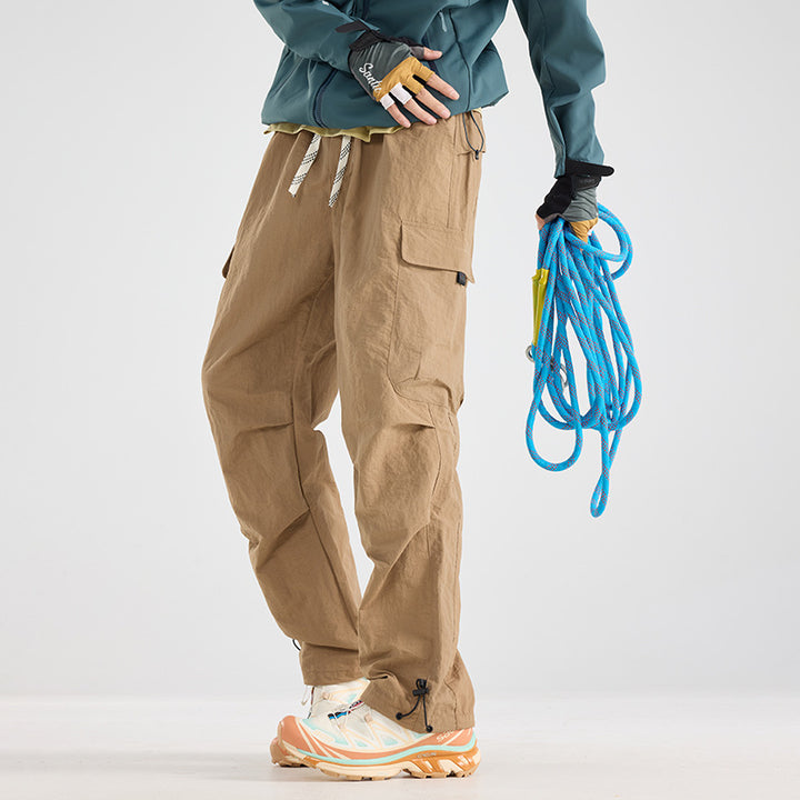 Men's Lightweight Technical Cargo Trekking Pants with Drawstring Waist, Utility Pockets and Adjustable Leg Openings Amarae