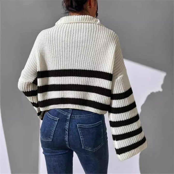 Women's hoodie with textured knit pattern and trendy stripes Lune London