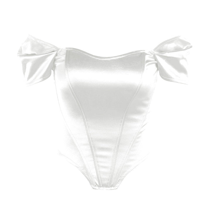 Ladies Satin Off-Shoulder Corset Bodysuit Lune London