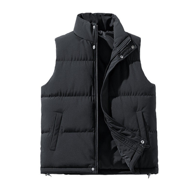 Men's Padded Quilted Vest with Stand-Up Collar and Two-Way Zipper Amarae