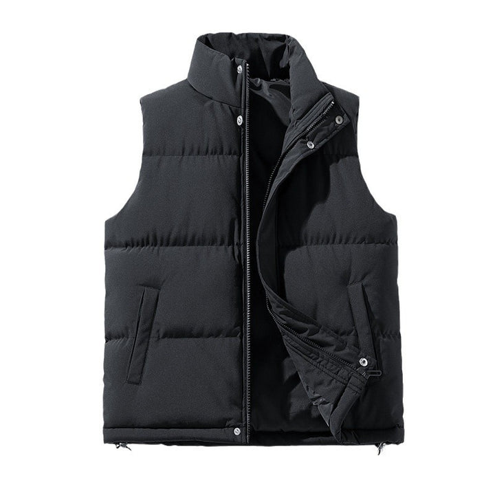 Men's Padded Quilted Vest with Stand-Up Collar and Two-Way Zipper Amarae