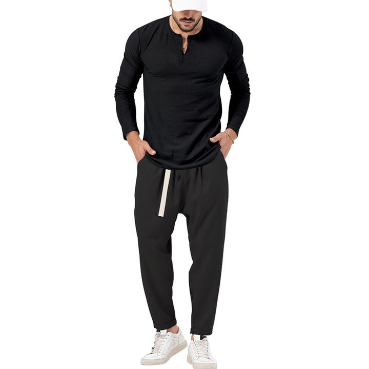 Men's Casual Long Sleeve Henley T-Shirt and Comfortable Jogging Pants Set Lune London